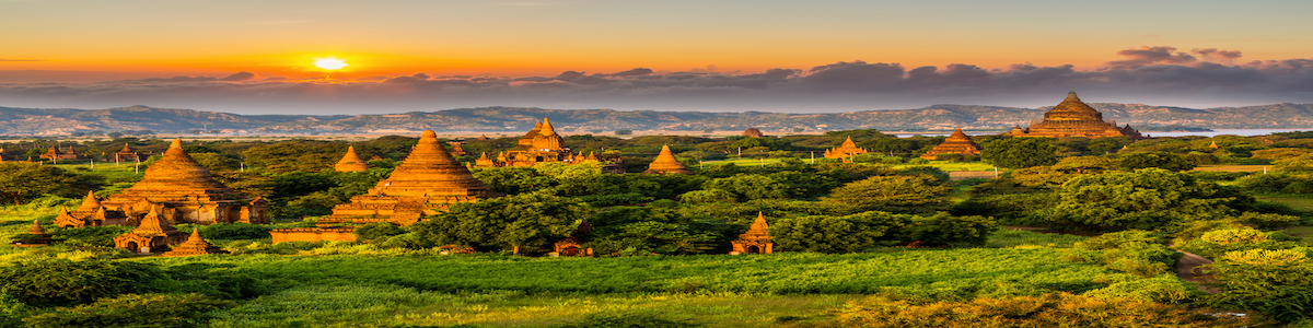 Ancient temple in Bagan after sunset,