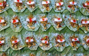 BetelMyanmar Betel or Kun Ya is made up of betel nut, slaked lime and catechu which are then wrapped up in a betel leaf., but the recipe inside the betel leaf changes from shop to shop and some shops input tobacco, chilli and jam. Its taste is a little bitter and has to be savoured while chewing slowly. There are many little betel shops located all over the country. You must try Kun Ya or Betel when you are in the country.